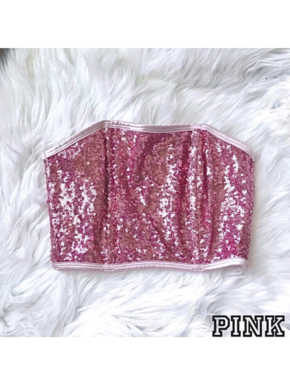 VS Pink Bling Strapless Top